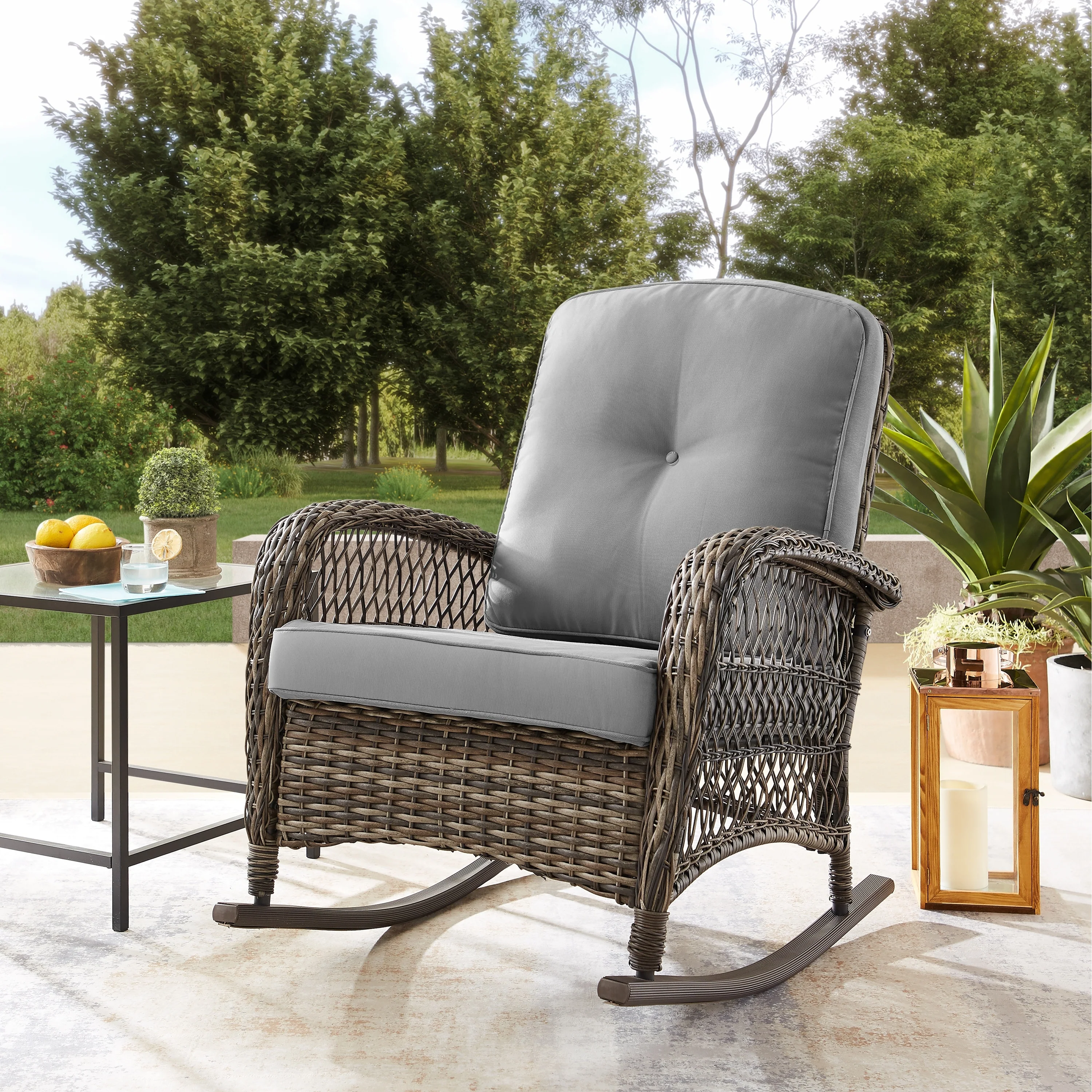 Corvus Salerno Outdoor Handwoven Resin Wicker Rocking Chair