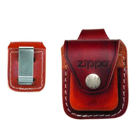New Zippo Brown Leather Pouch With Clip