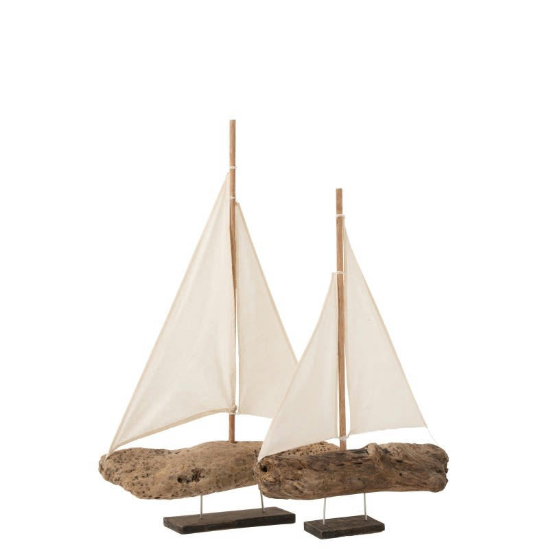 BOIS - Voilier sur pied bois flotté naturel H65cm