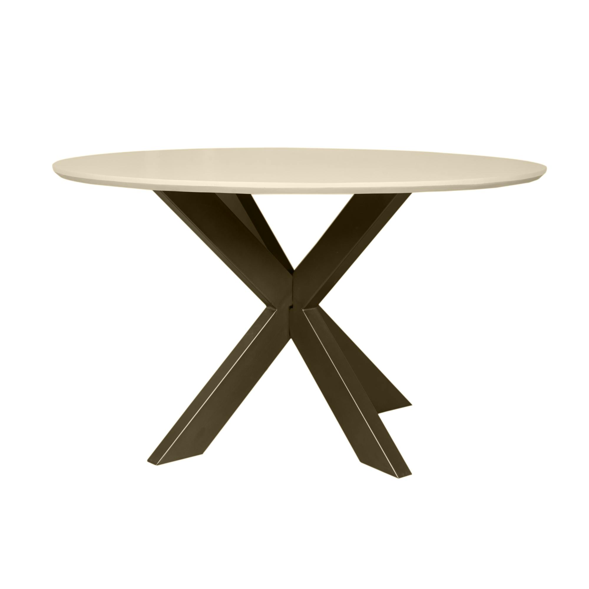 Table à manger ronde bois sable pied bronze Ø130 cm CORTINA