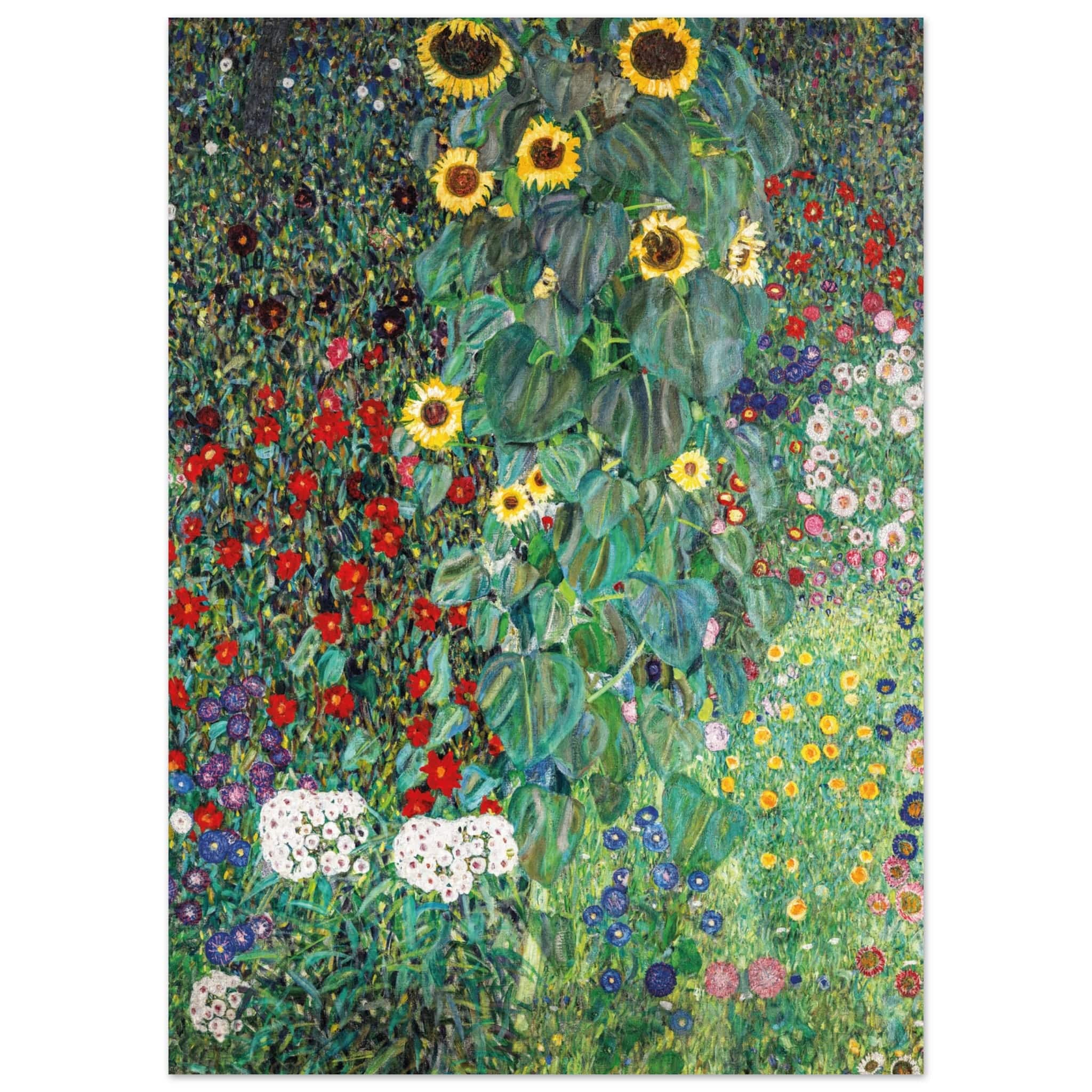 Artfulprints Poster Gustav Klimt - Country garden with sunflowers  - 50x70 cm - Donkergroen