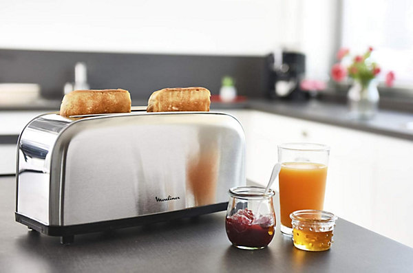 Grille-pain Inox 4 Tranches 1400W Longues Fentes