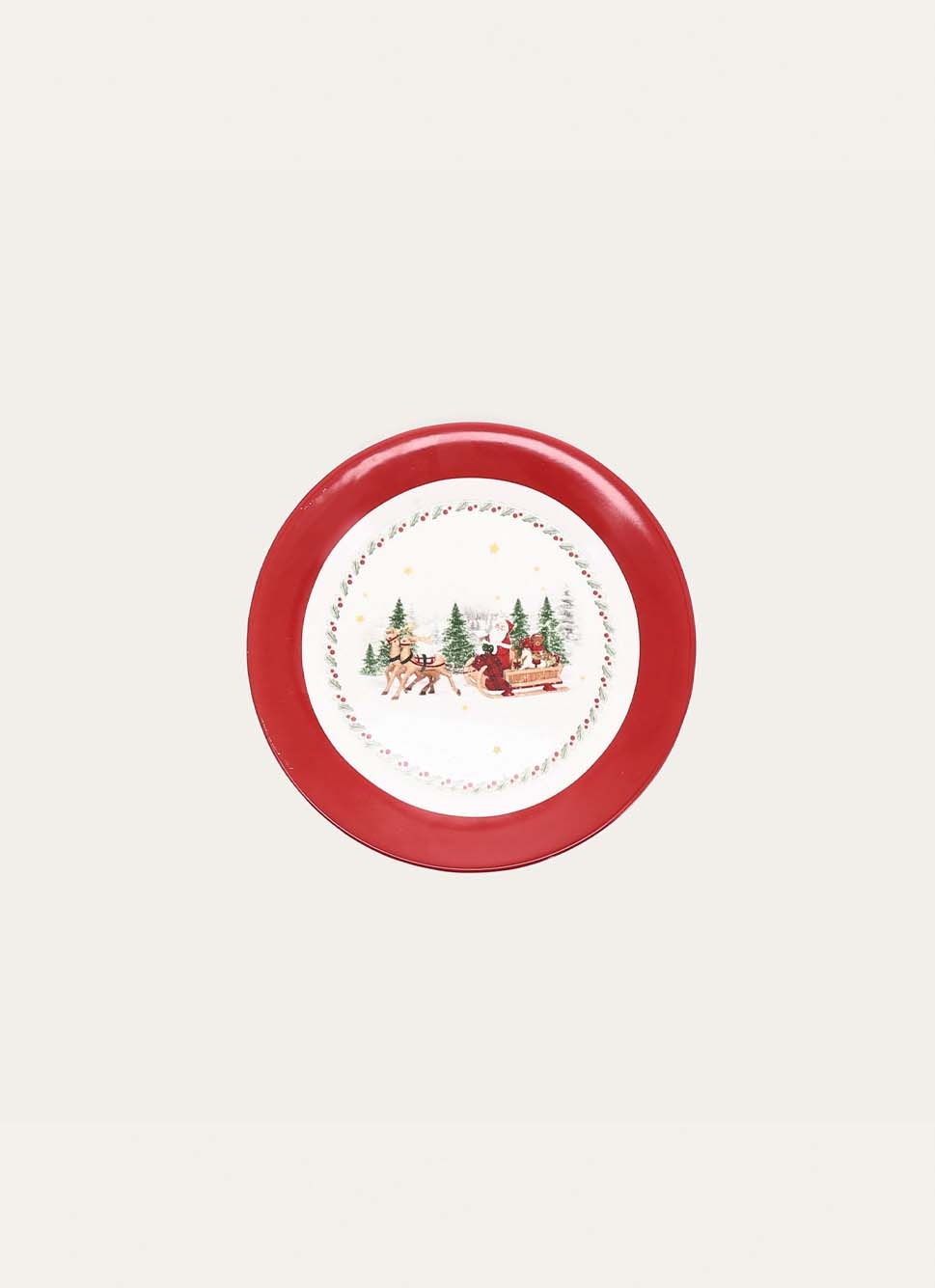 ASSIETTE à DESSERT EN PORCELAINE FÉÉRIE DE NO&Euml;L ROUGE