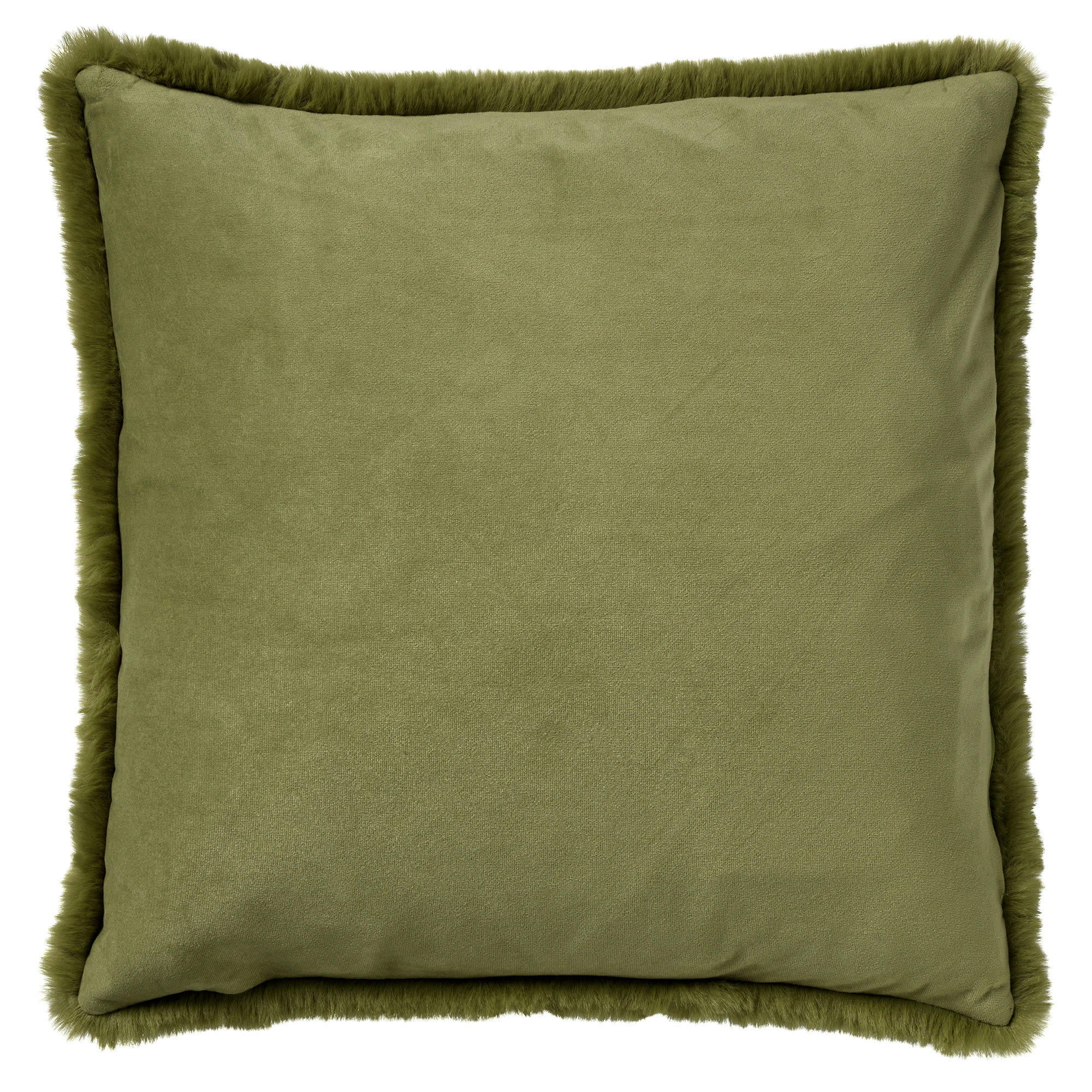ZAYA - Housse de coussin vert fausse fourrure-45x45 cm uni