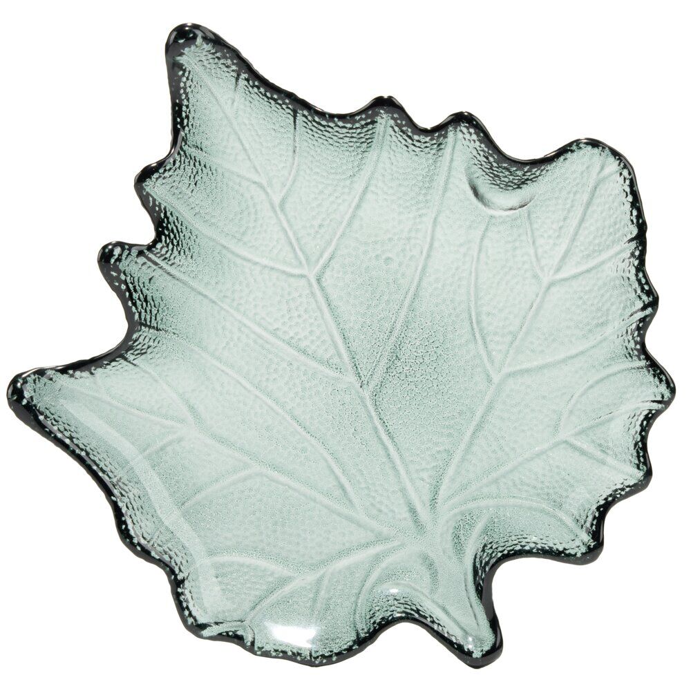 Coupelle forme feuille verre transparent 21,5x20,5xH3cm