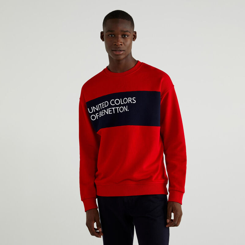 Sweatshirt in cotton with clashing band