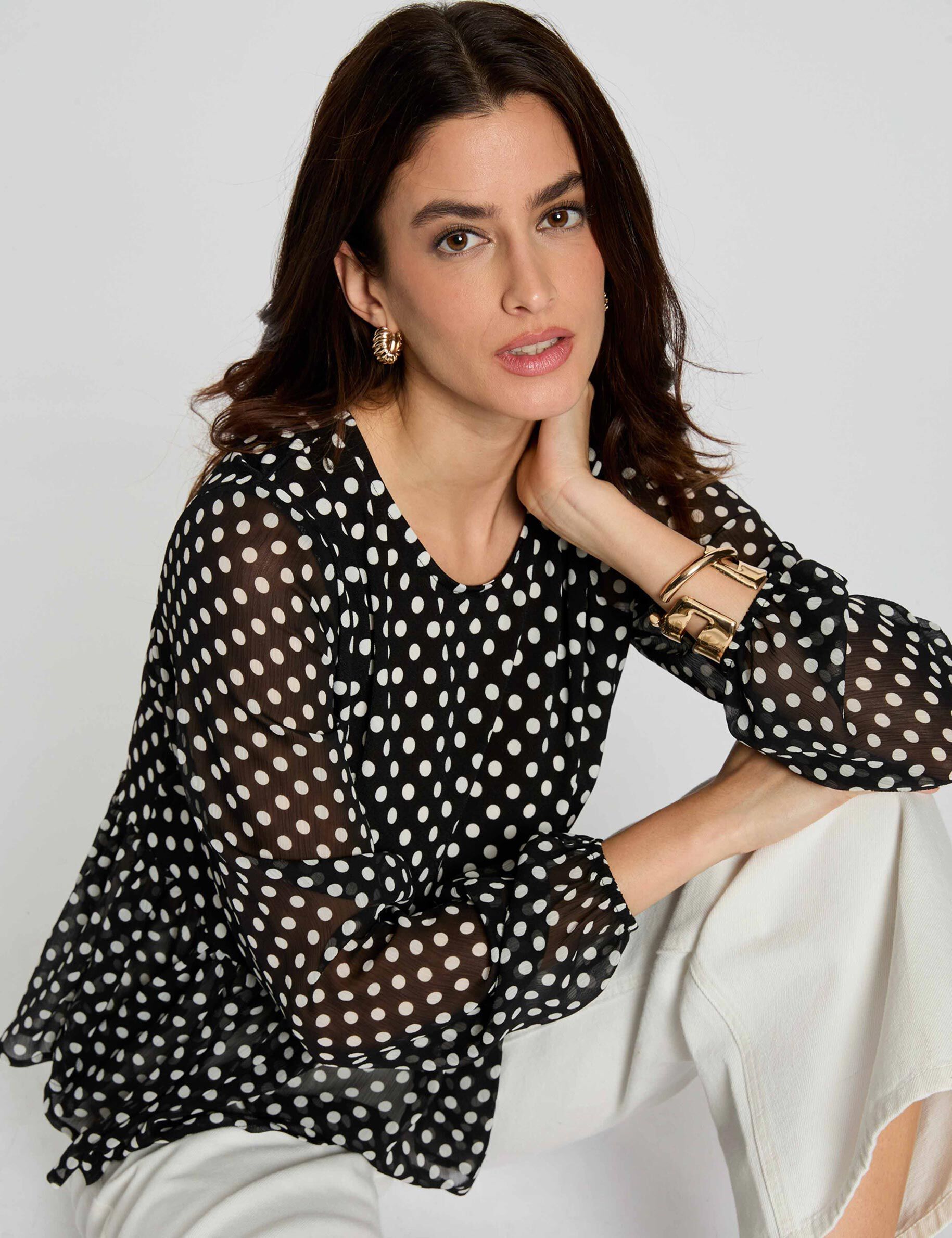 Round Neck Voile T-Shirt Black Women