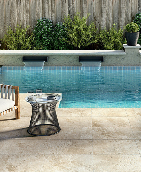 Carrelage 40x60 Imitation Pierre de Travertin Grip Extérieur R11