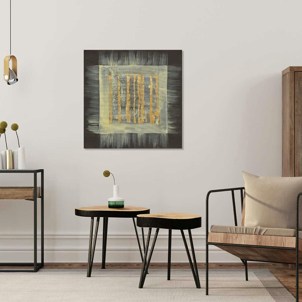 - Tableau Carré magique doré imprimé sur toile 80x80cm