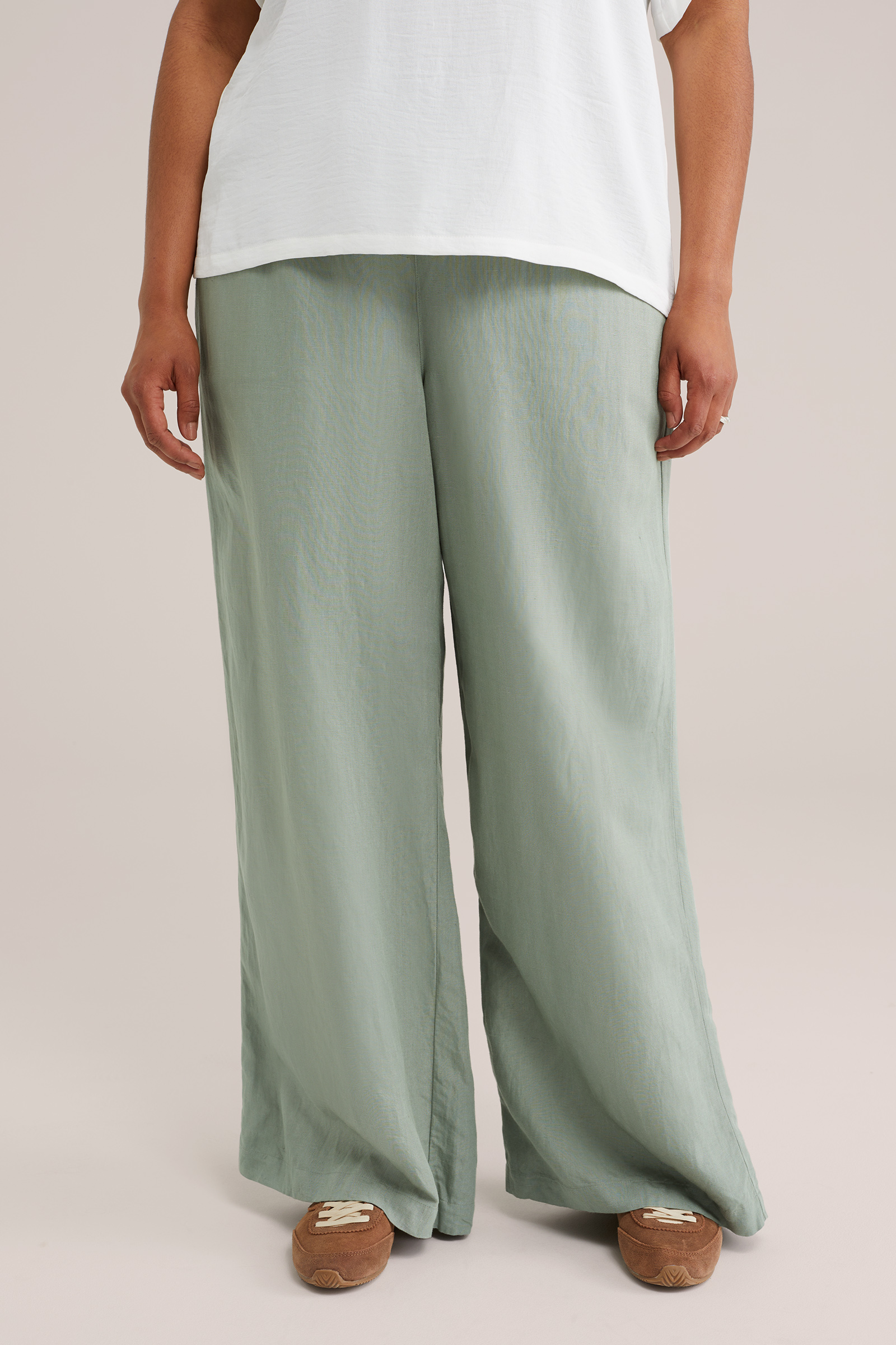 Dames relaxedd fit broek van linnenmix - Curve