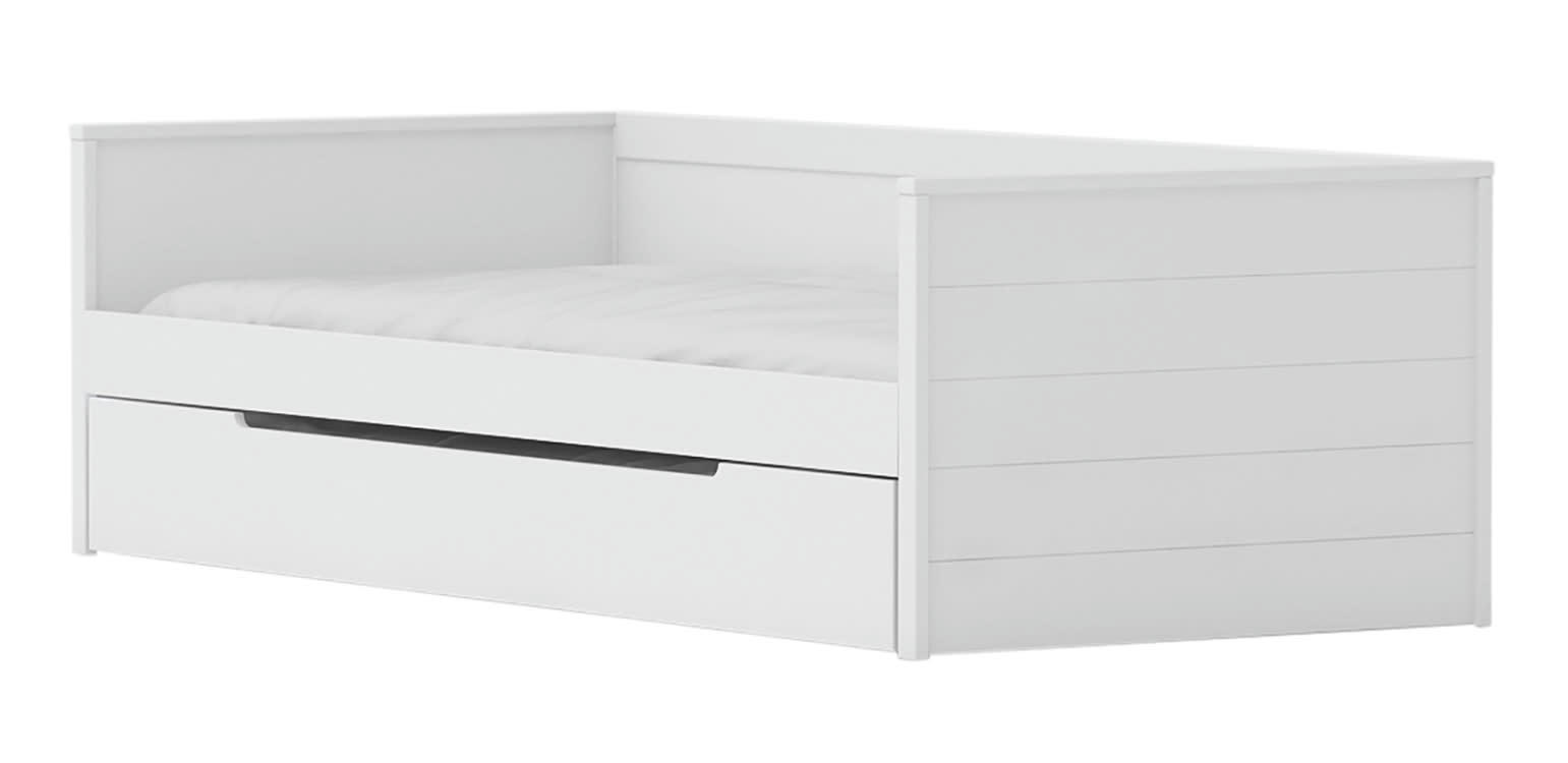 LEONARD - Lit enfant   avec tiroir gigogne blanc      90x200