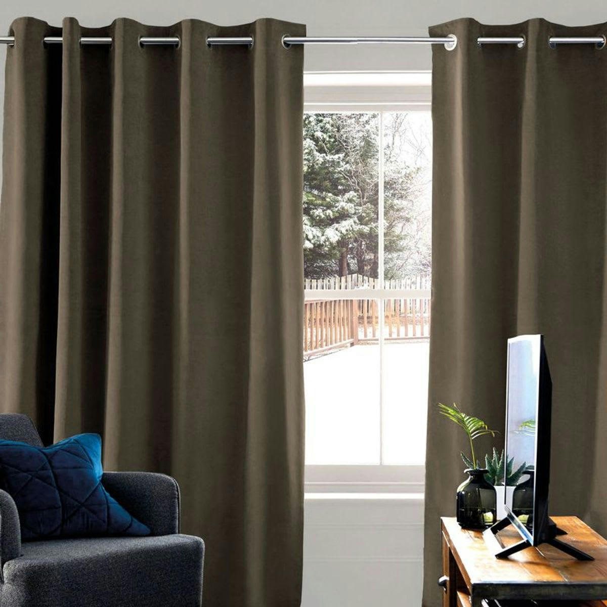 THERMIQUE - Rideau thermique et occultant taupe 140x250