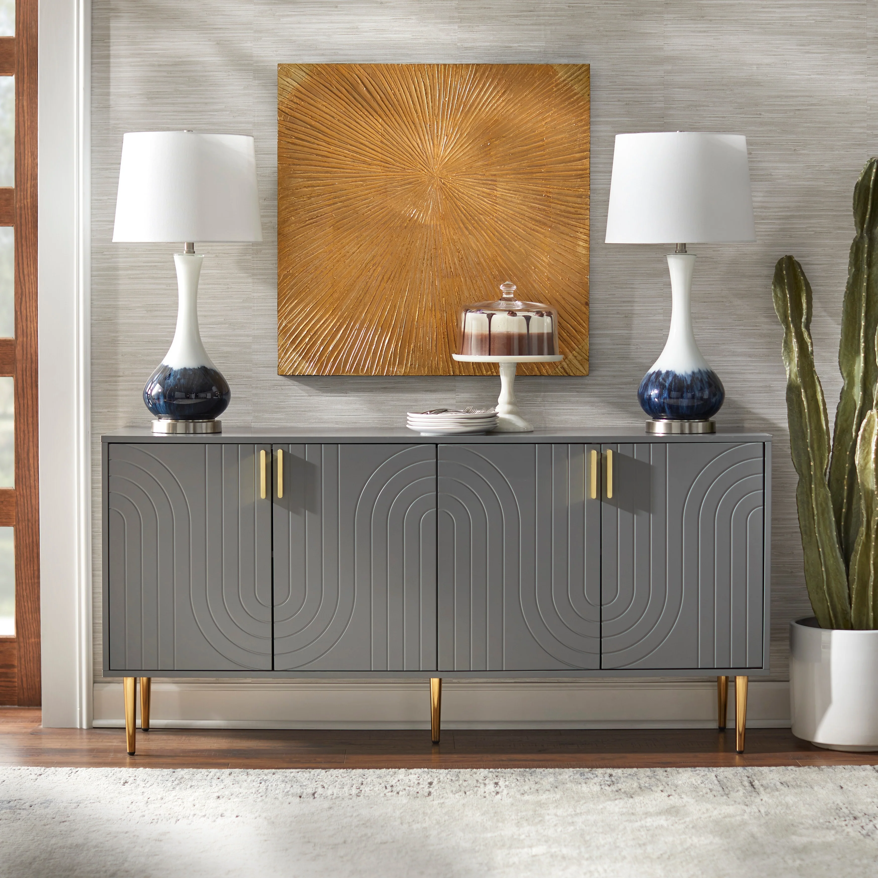 Lifestorey Tabaria Mid-Century Four Door Sideboard/Buffet