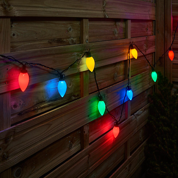 Guirlande lumineuse LED intérieure et extérieure multicolore câble vert 18 m décor ampoule
