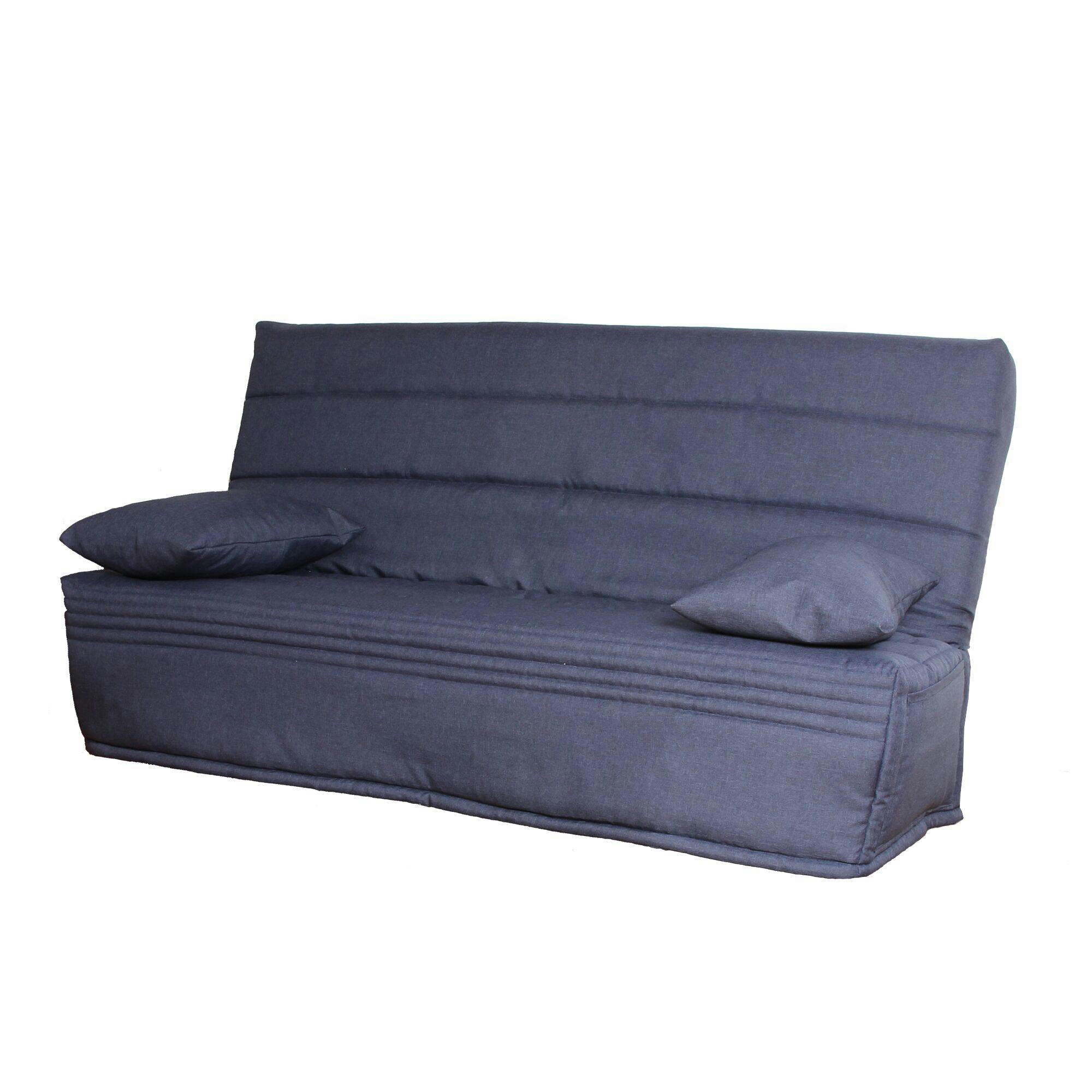 ORTENSE - Banquette clic-clac avec matelas en mousse bleu