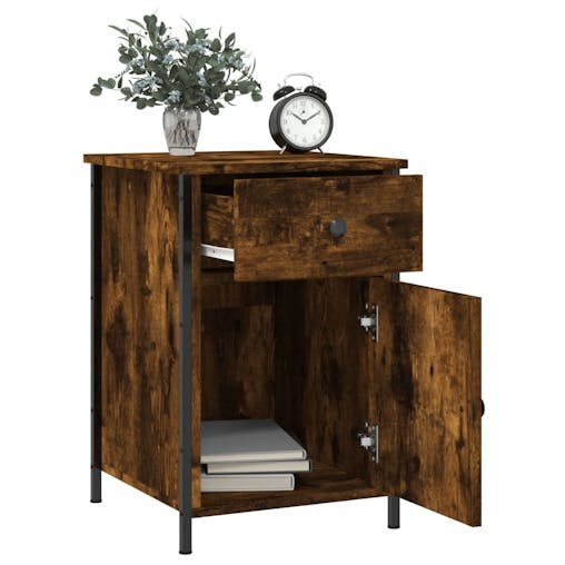 NNEVL Bedside Cabinets 2 pcs Smoked Oak 40x42x60 cm Engineered Wood