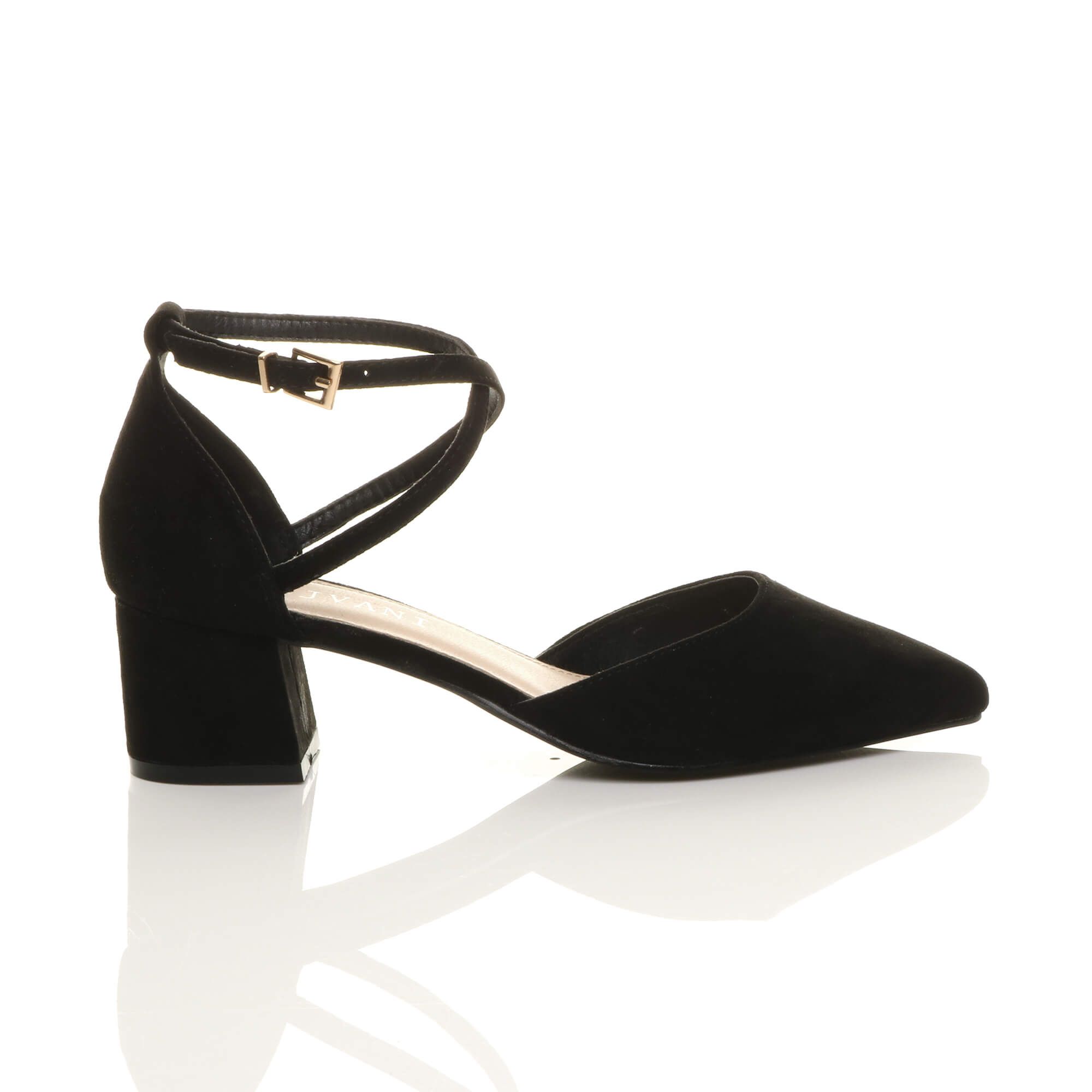 AJVANI Mid Block Heel Crossed Strap Pointed Toe 2 Part Heels