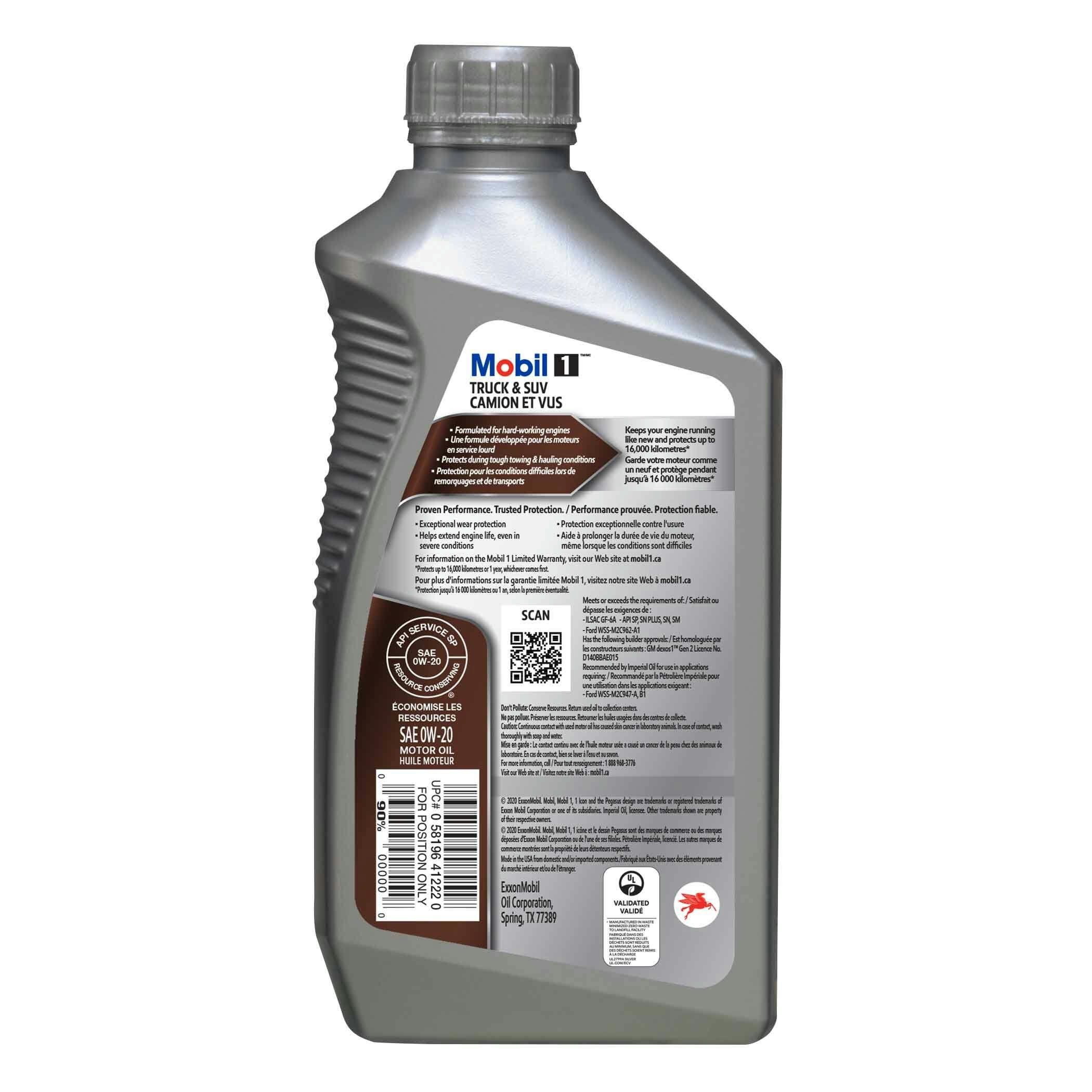 Mobil 1™ Truck & SUV 0W20 Synthetic Engine/Motor Oil,