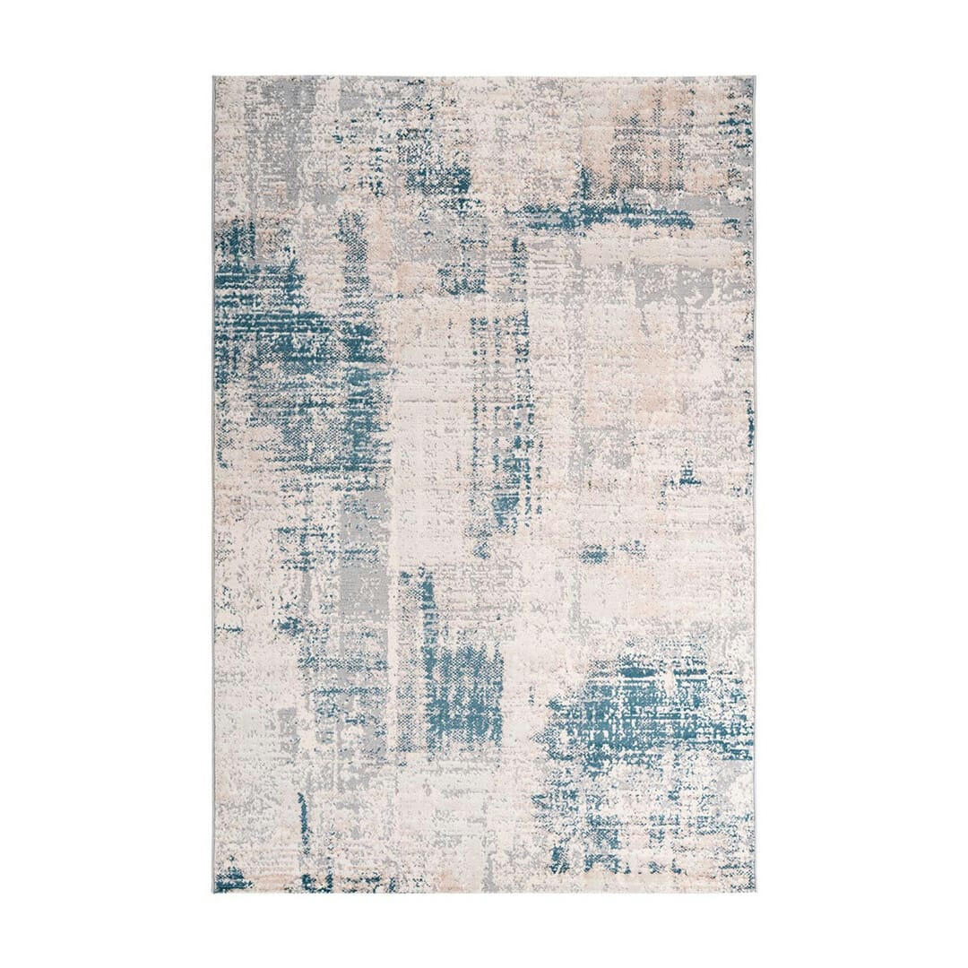 IMPIANO - Tapis rayé design en polyester bleu 160x230