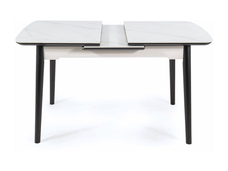 Stół rozkładany APOLLO 120(160)x80 biały marmur/czarny
