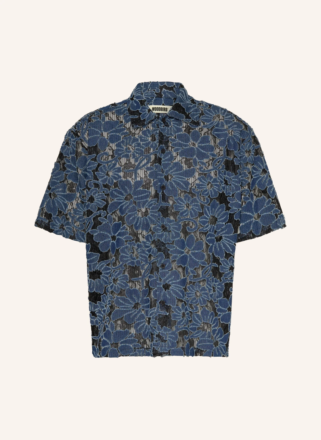 WOODBIRD Kurzarm-Hemd WBWANG Loose Fit im Materialmix
