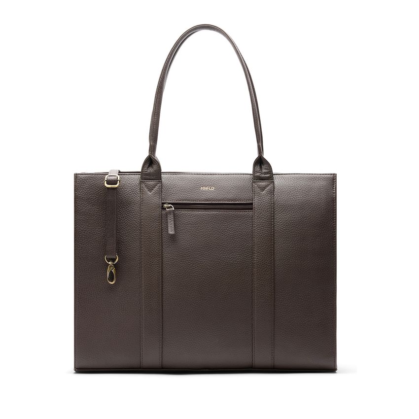 Manfield 18 inch donkerbruine leren shopper