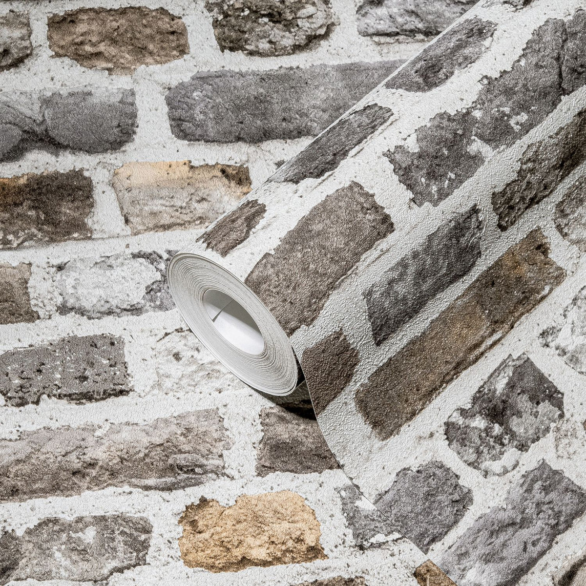 A.S. Création behang steen grijs, bruin en wit - 53 cm x 10.05 m - AS-388292