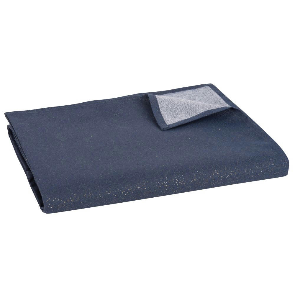 - Nappe bleu nuit et dorée 145x350