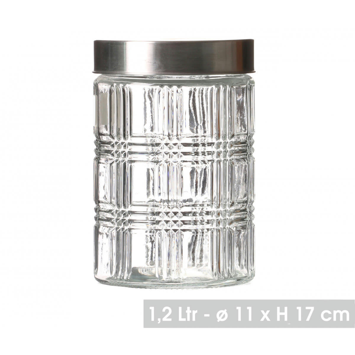 INOX - Bocal cuisine hermétique en verre avec couvercle inox 1200ml