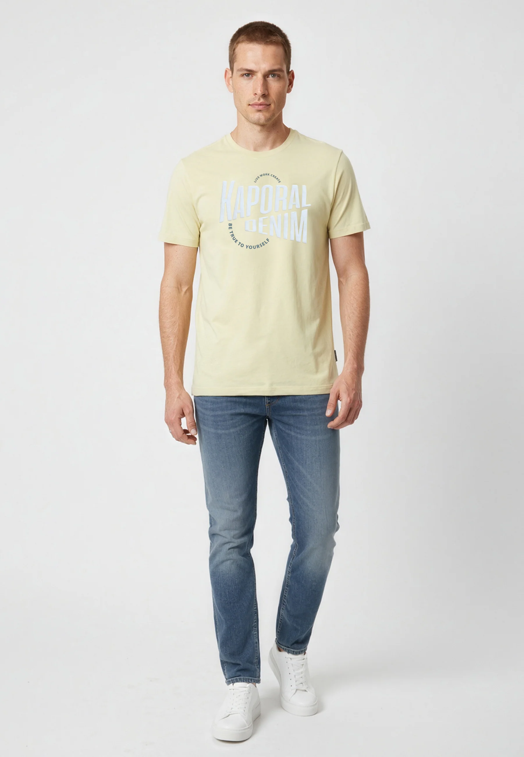 T-shirt manches courtes regular jaune coton JAVA