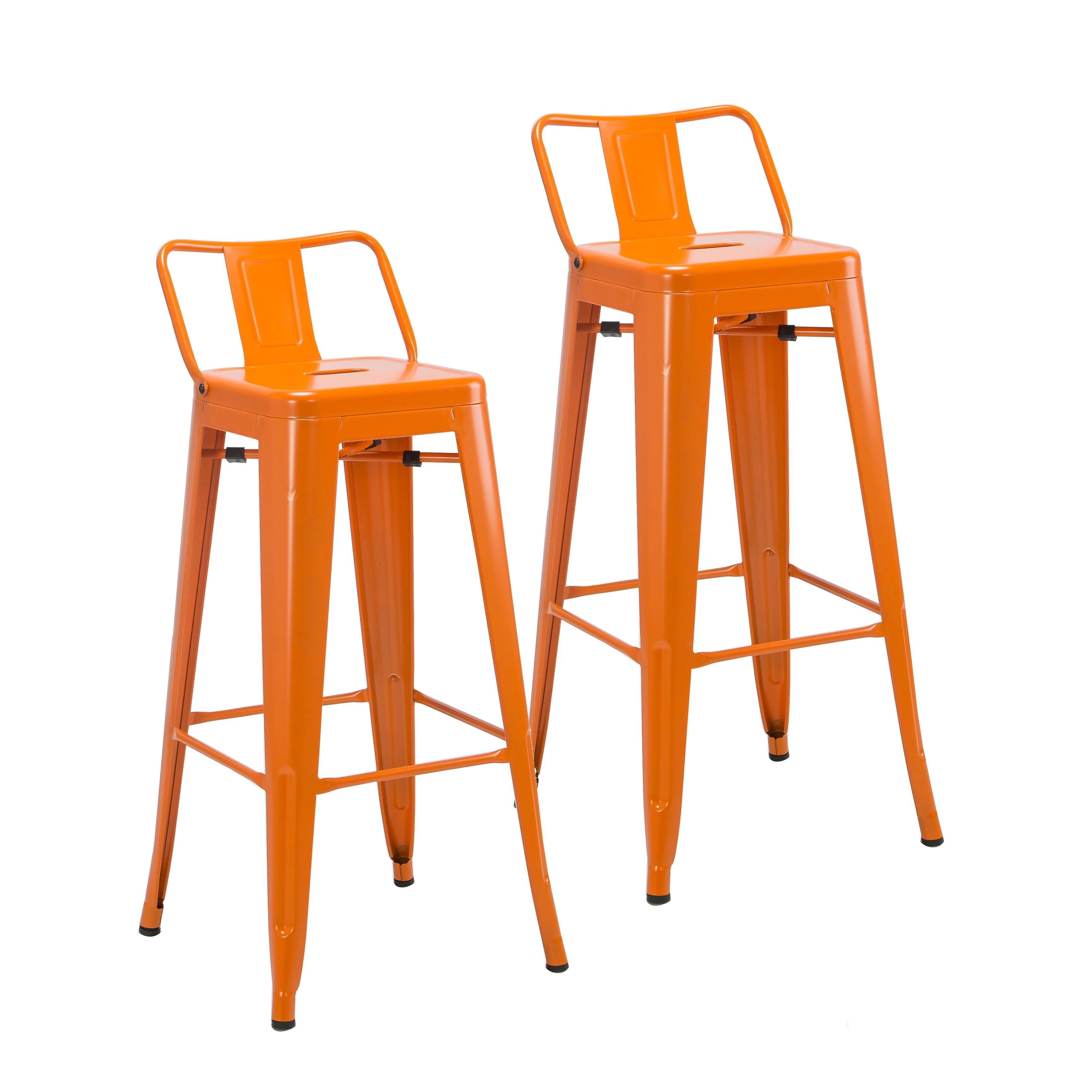 Porthos Home Avi Set Of 2 Iron Bar Stools, Low Back, Stackable Design