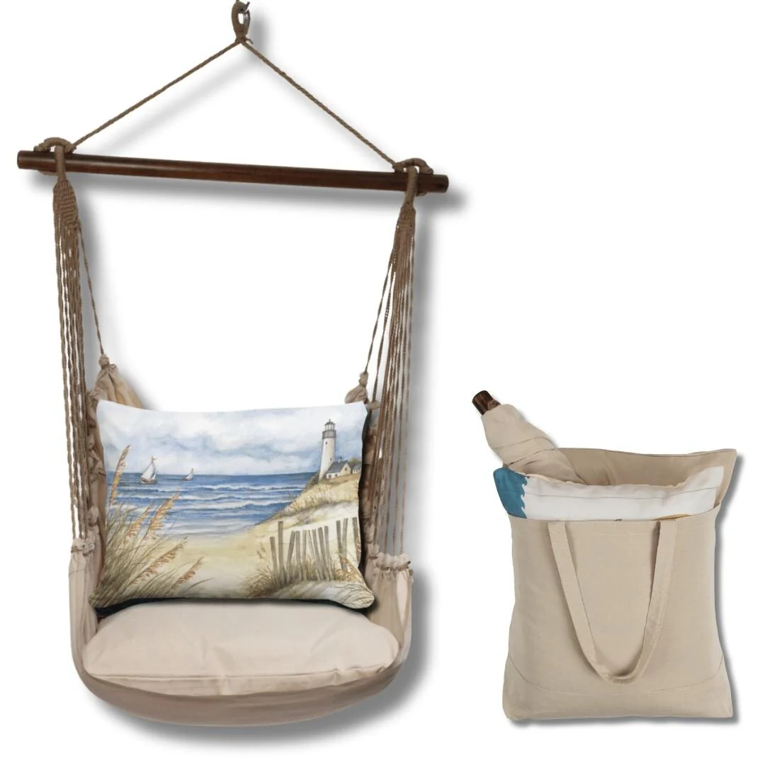 Magnolia Casual Swing Set 4 piece - Latte Solid w/ Beach and Lighthouse