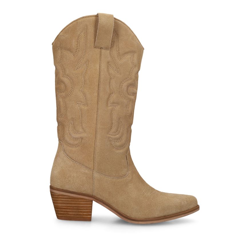 Manfield Beige suède cowboylaarzen