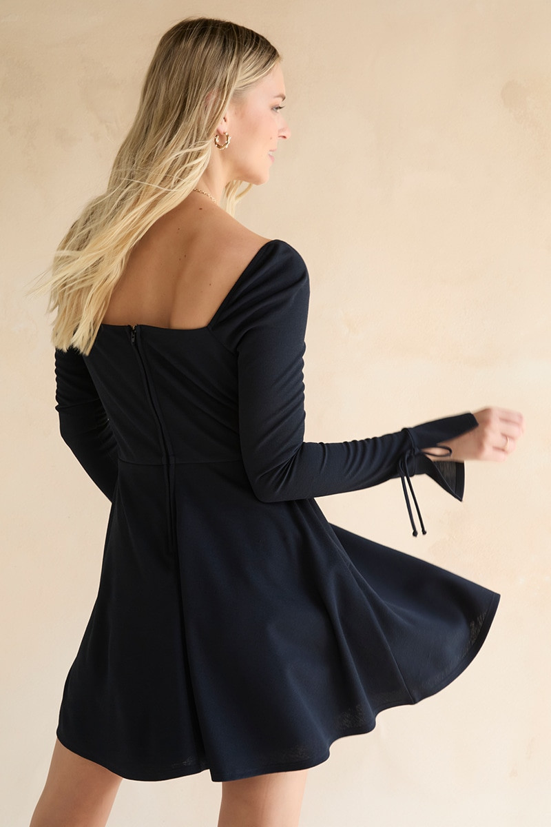 Rene Long Sleeve Waisted Mini Dress Black