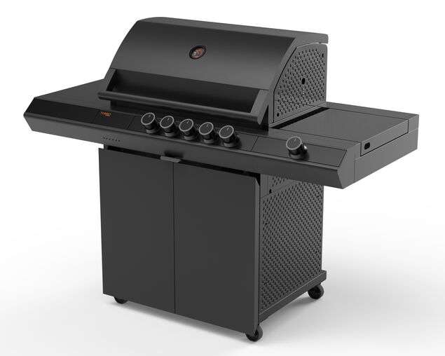 Ziegler & Brown Turbo Classic 5 Burner BBQ on Cart with Side Burner & Shelf (T Series)