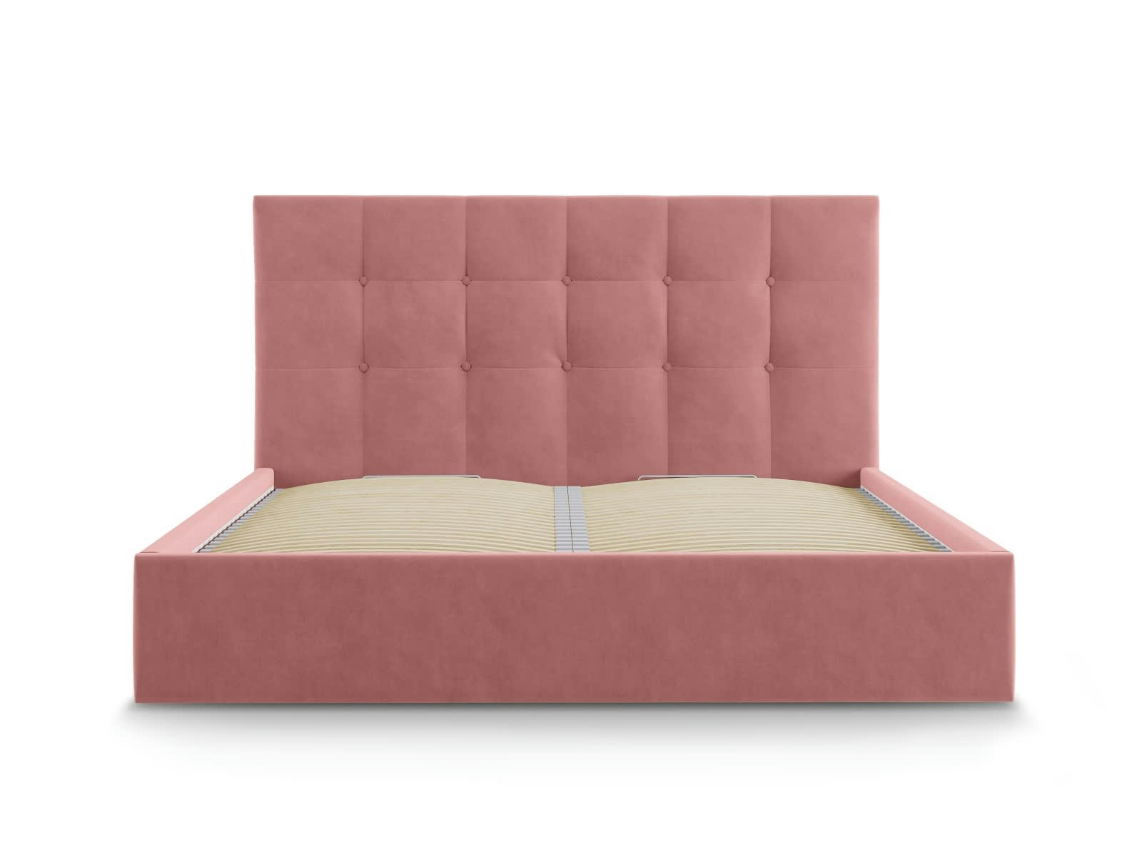 PHAEDRA - Lit coffre avec tête de lit 160x200 cm en velours rose