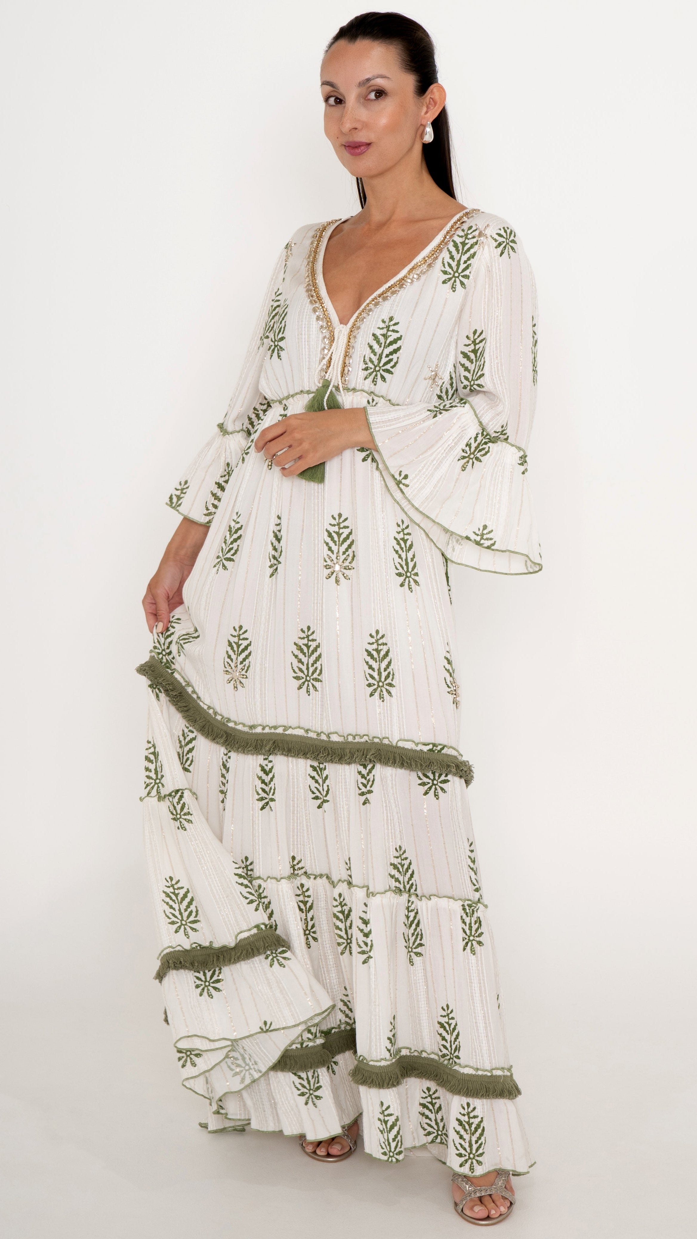 BOHO MAXIKLEID MIT STICKEREI