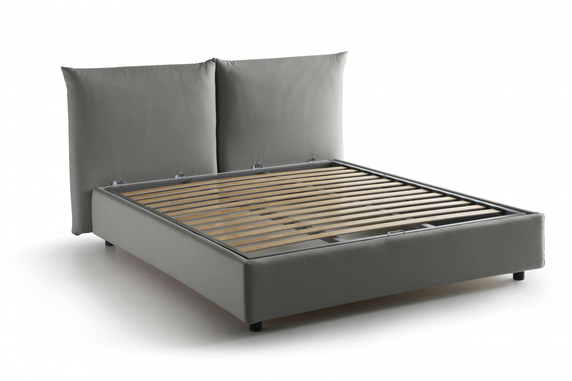 TIZIANA - Lit coffre 160x190 cm en tissu gris