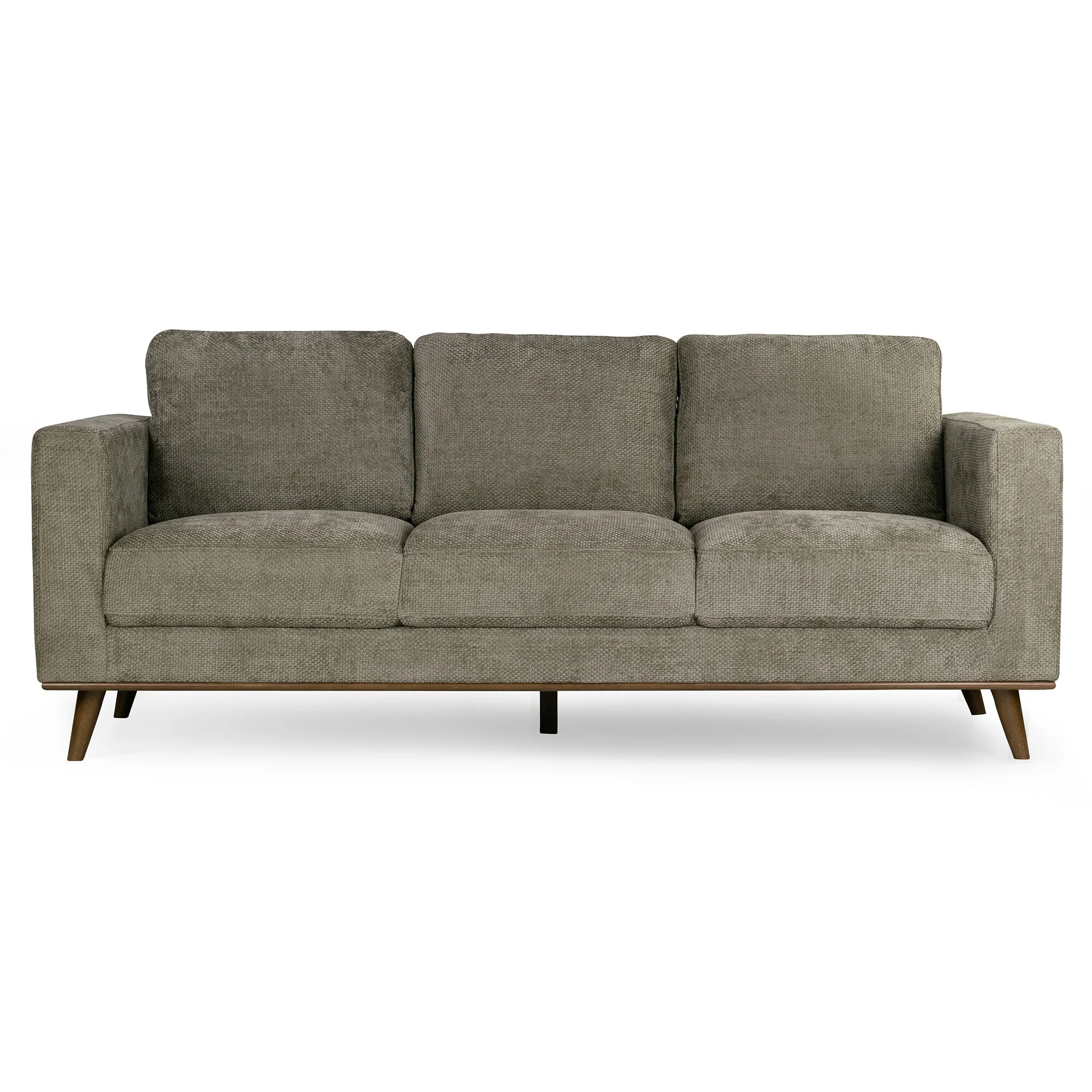 Bishop Brown Corduroy Twill Fabric Sofa with Walnut Wood Legs