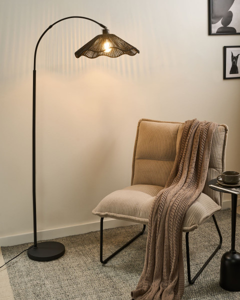 Lampa stojąca ręcznie wykonany papierowy klosz czarny