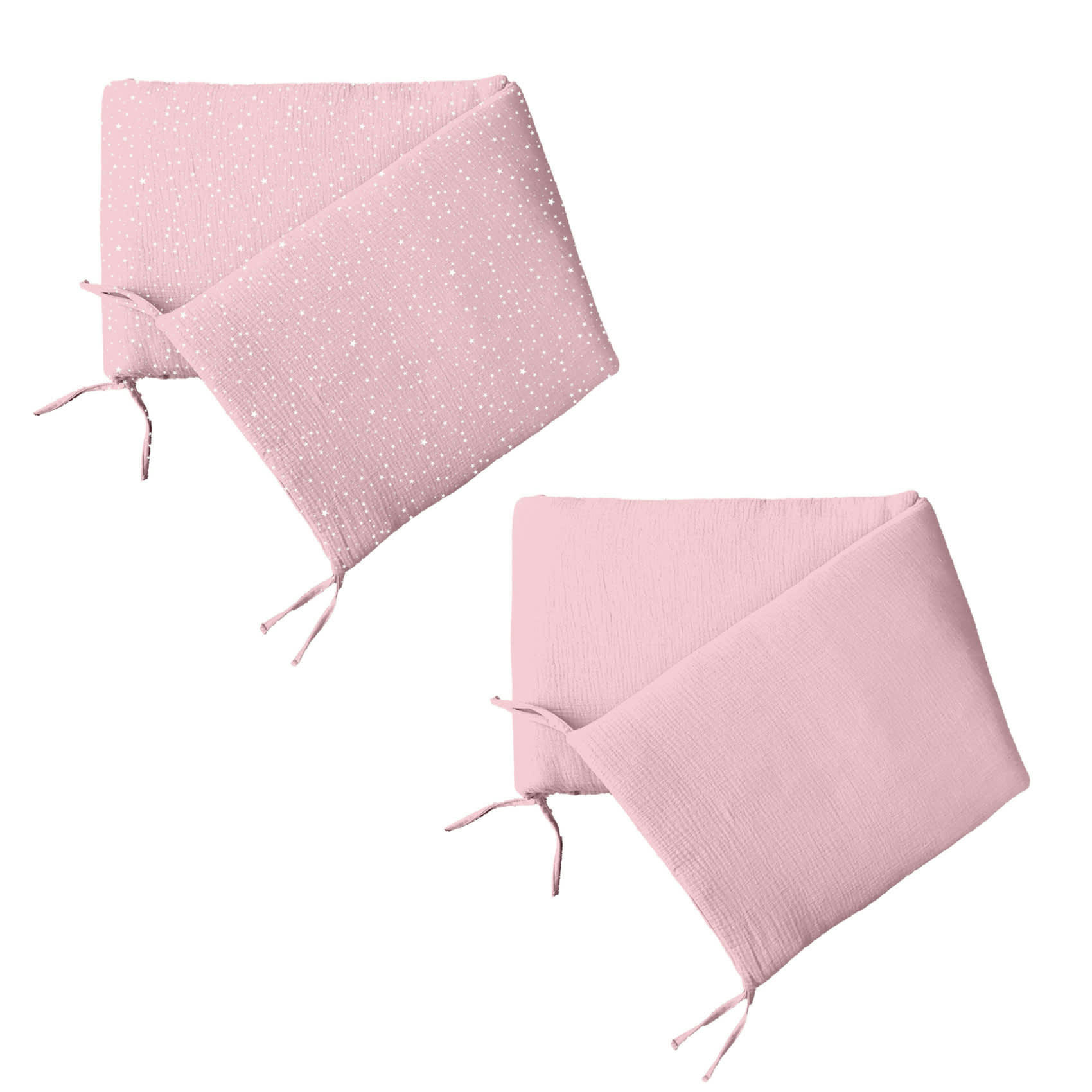 - Tour de lit réversible à petites étoiles coton rose clair 40x180 cm