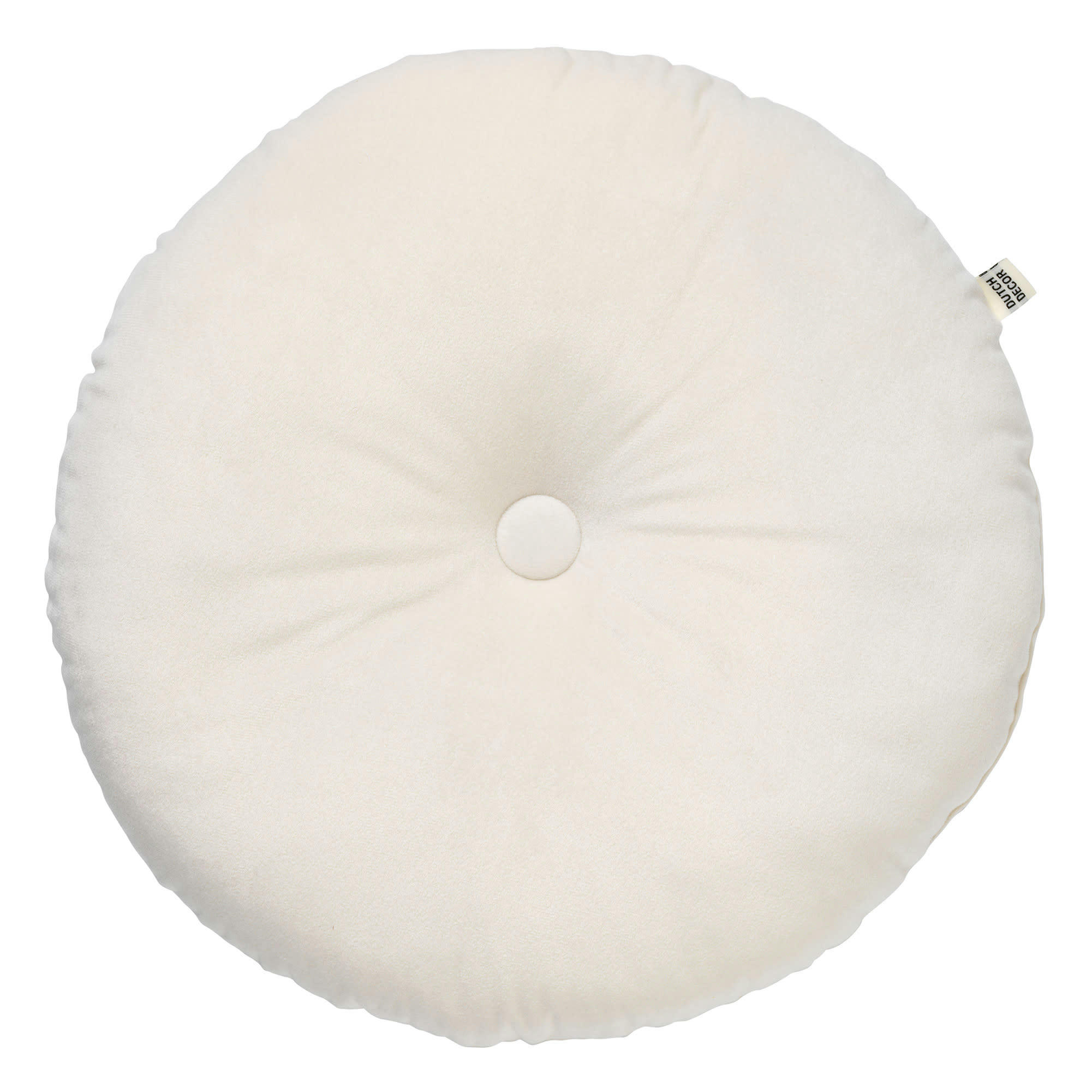 OLLY - Coussin rond blanc en velours 40 cm uni