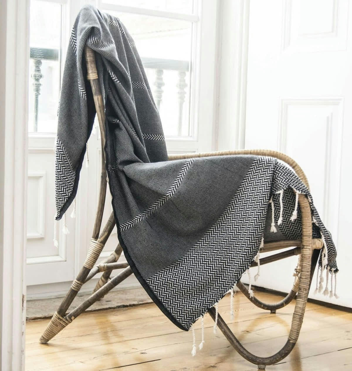 OSLO - Plaid coton  130x170 noir