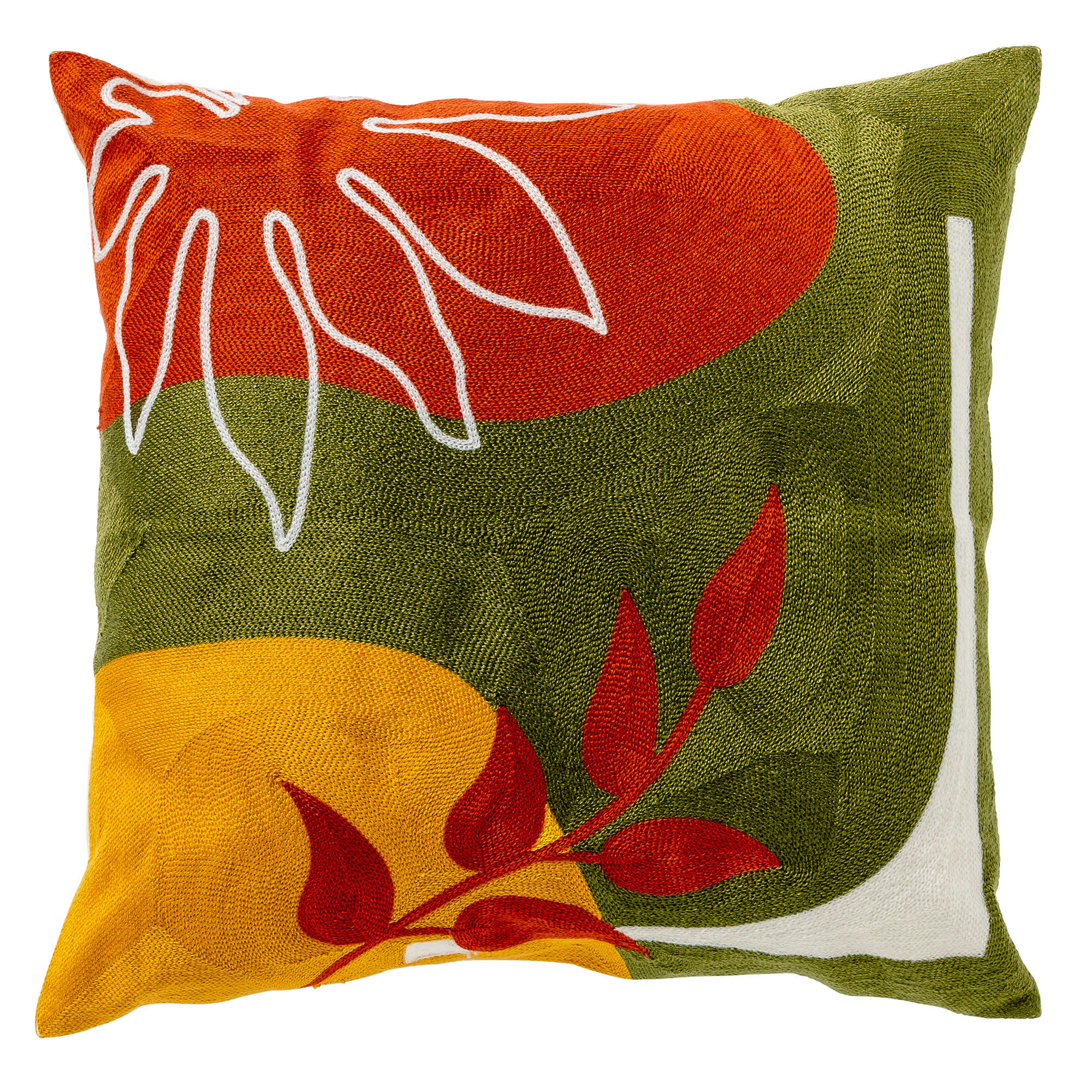Ivan - Coussin - vert en coton et acrylique 45x45 cm avec motif fleuri
