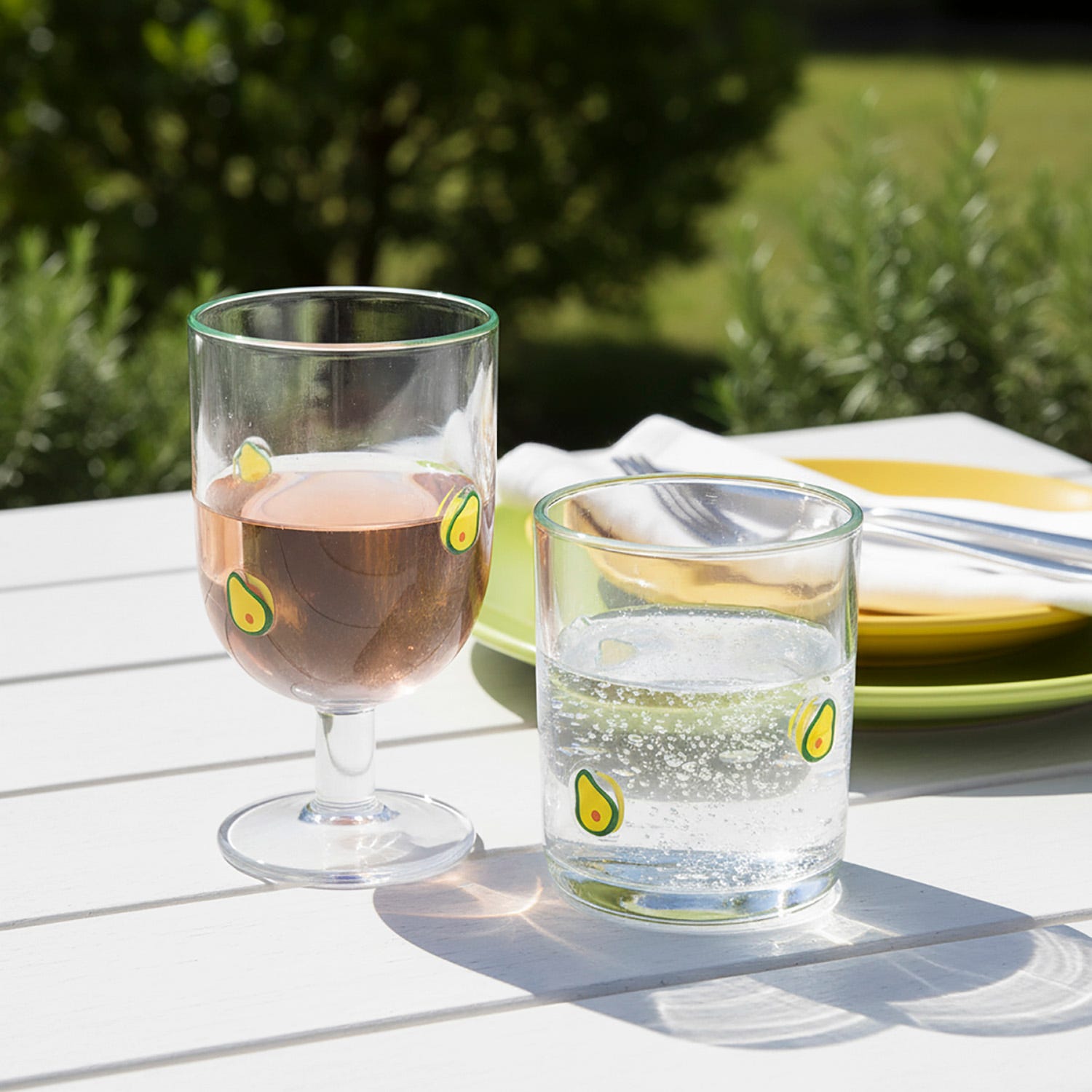 Bicchiere acqua vetro 410 ml decoro avocado