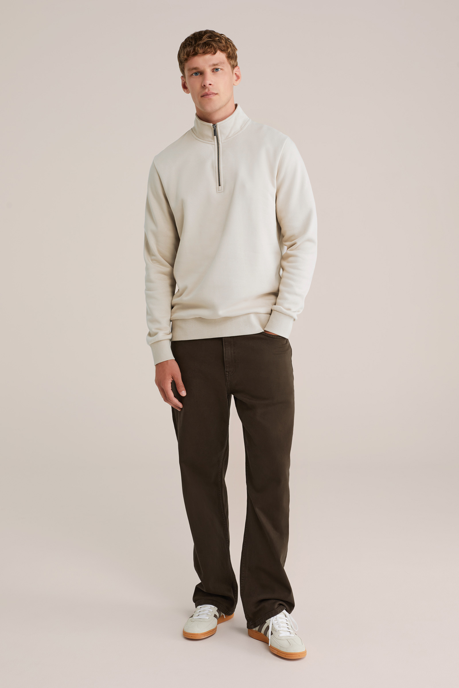 Heren regular fit sweater met quarter-zip