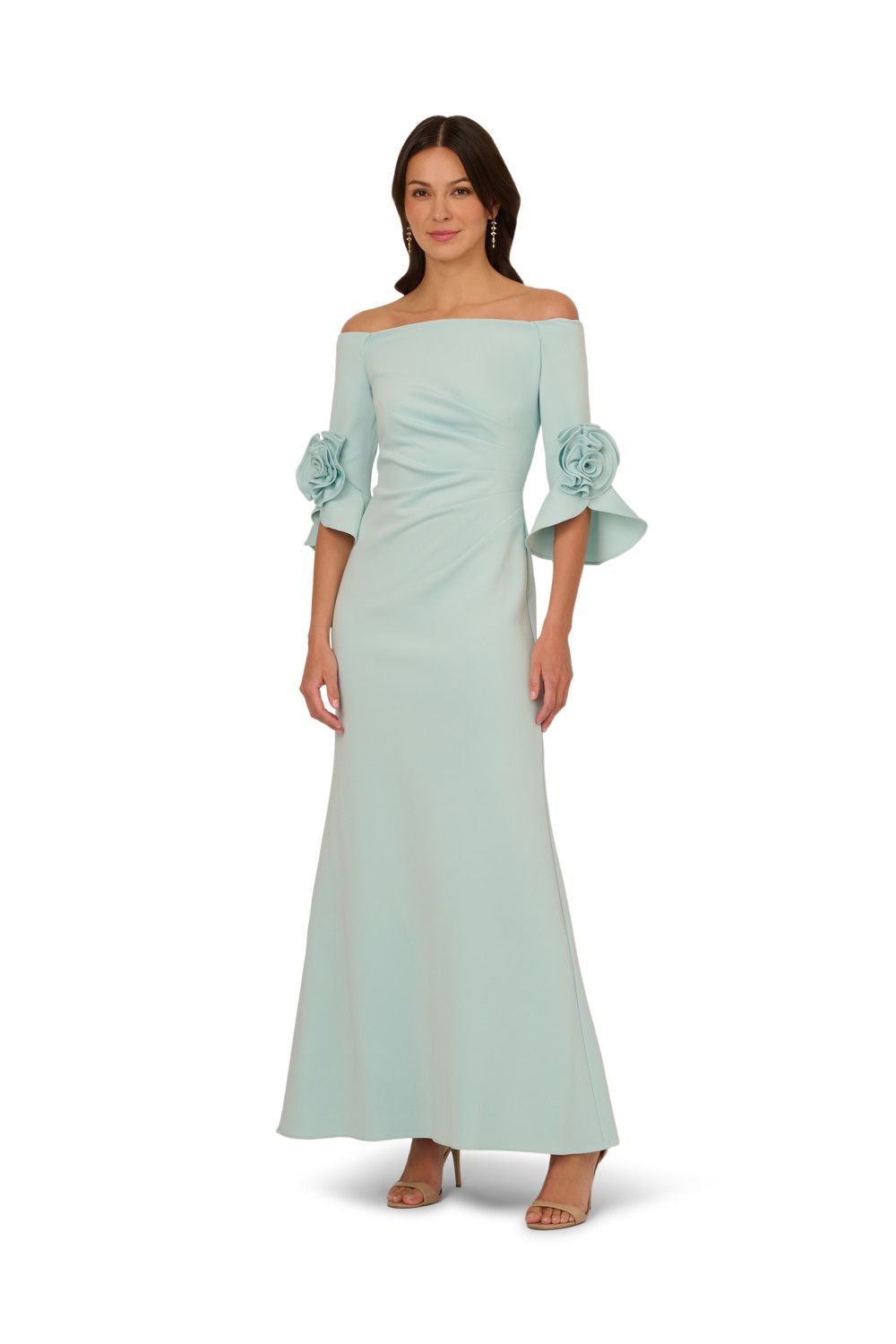 Adrianna Papell Rosette Scuba Crepe Gown