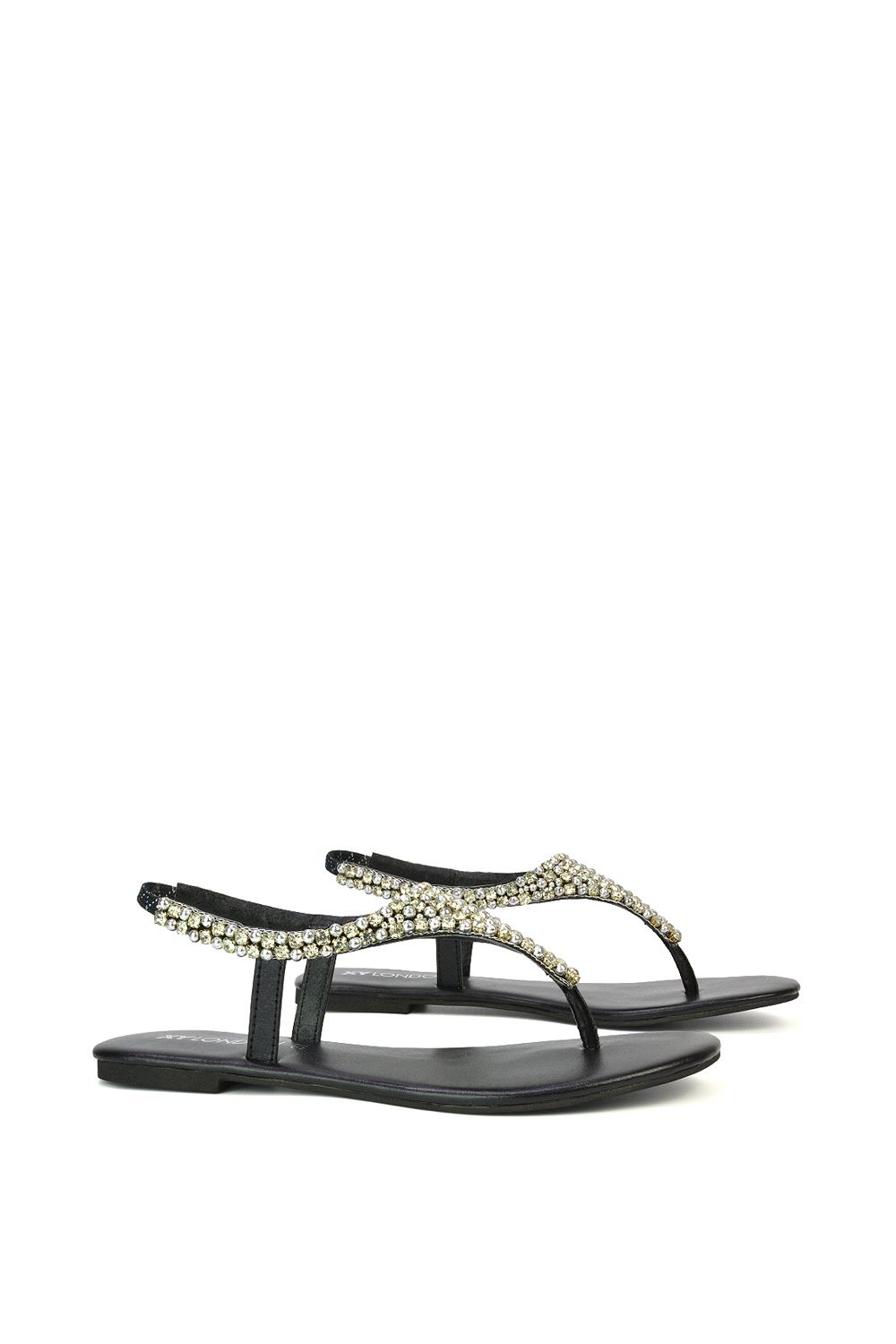 XY London Lauren' Embellished Toe Post Flat Sandals