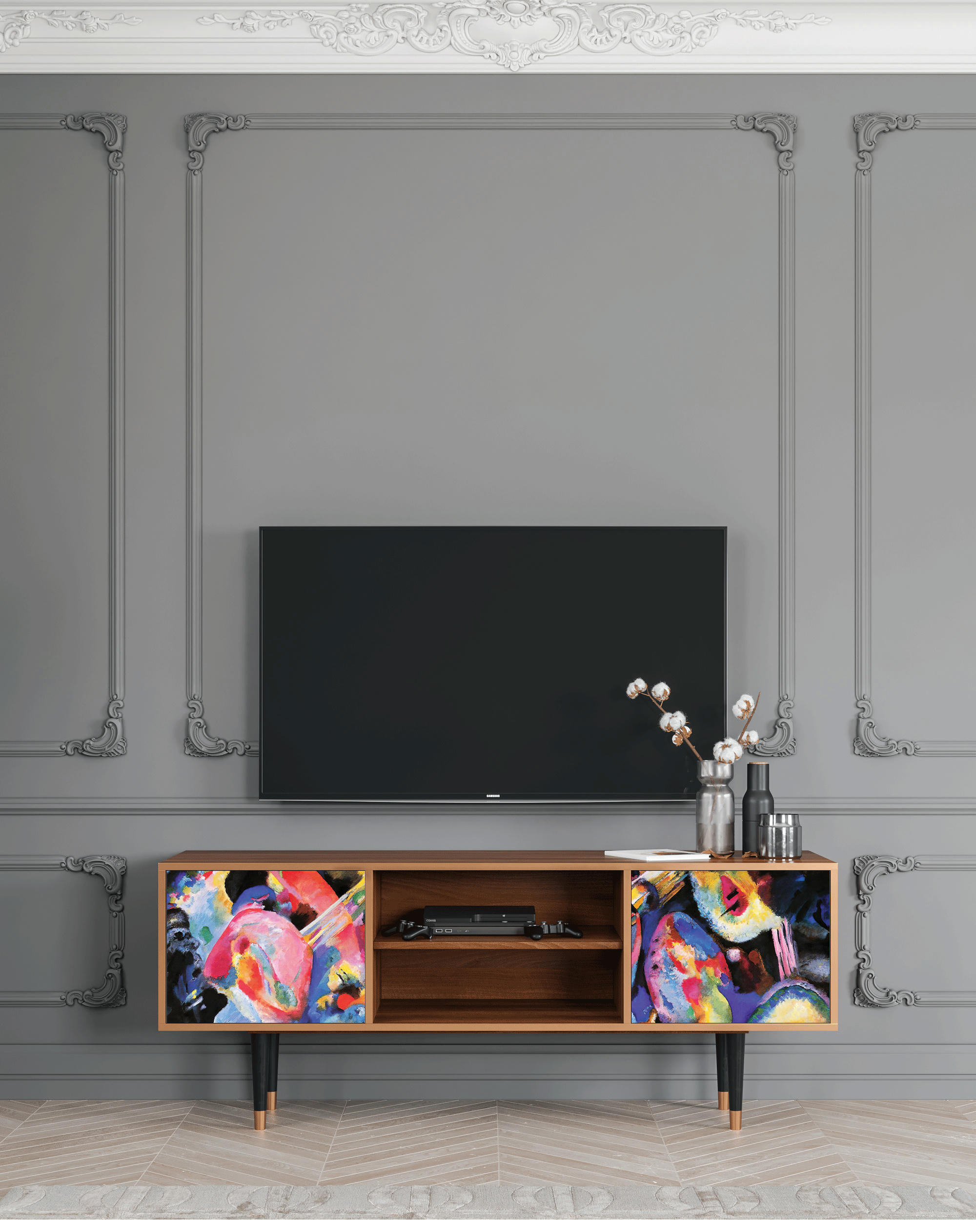 KANDINSKY - Meuble TV  multicolore 2 portes L 170 cm