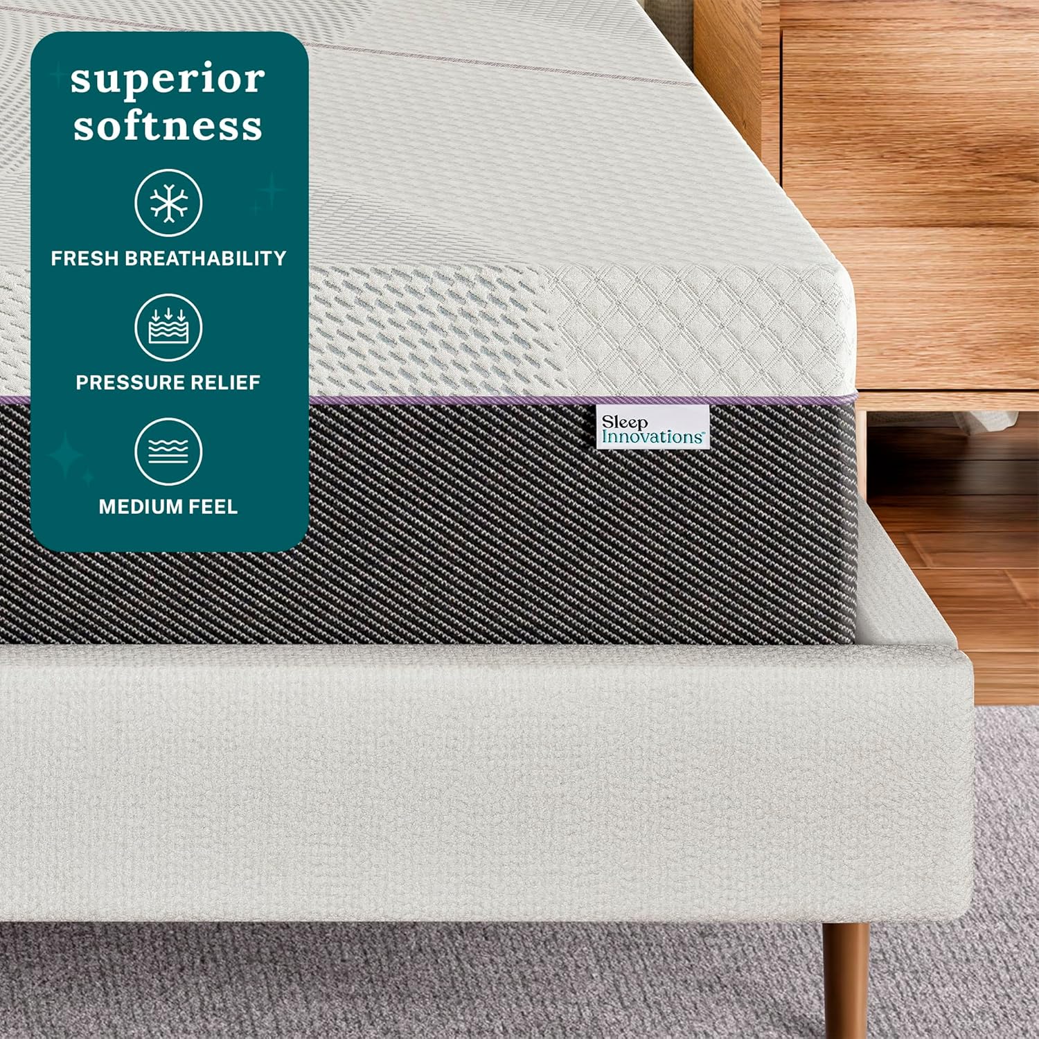 Sleep Innovations Shiloh 14 Inch Green Tea Memory Foam Mattress, King Size, Bed in a Box, Medium Feel